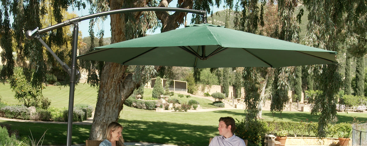 belmont cantilever offset patio umbrella ELM 10" Ft w/ 4-Piece Base Weights Included, Coffee Duty Construction 10x13ft Cantilever Umbrella | Offset